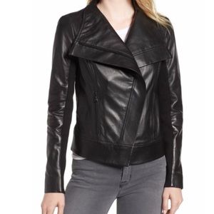 Trouve Drape Front Leather Jacket